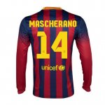 13-14 Barcelona #14 Mascherano Home Long Sleeve Soccer Jersey Shirt