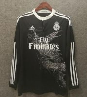 Retro Real Madrid Away Black Dragon Long Sleeve Soccer Jerseys 2015/16