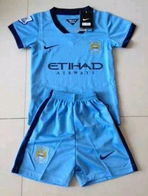 Kids Manchester City 14/15 Home Soccer Kit(Shorts+Shirt)