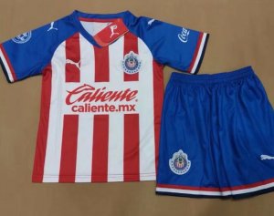 Children Chivas Home Soccer Suits 2019/20 Shirt and Shorts