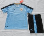 Kids Uruguay Home Soccer Jersey 2016-17 With Shorts