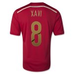 2014 Spain #8 XAVI Home Red Jersey Shirt