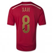 2014 Spain #8 XAVI Home Red Jersey Shirt