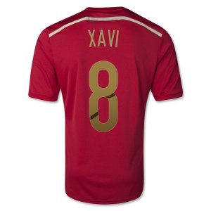 2014 Spain #8 XAVI Home Red Jersey Shirt