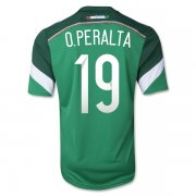 2014 Mexico #19 O.PERALTA Home Green Soccer Jersey Shirt