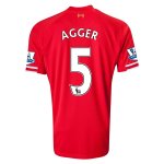 13-14 Liverpool #5 AGGER Home Red Soccer Shirt
