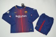 Barcelona Home Soccer Suits 2017/18 Shirt and Shorts Kids LS