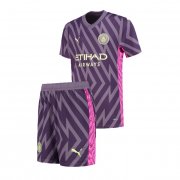 Manchester City Children/Kids Goalkeeper Purple Soccer Kit 2023/24