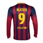 13-14 Barcelona #9 Alexis Home Long Sleeve Soccer Jersey Shirt