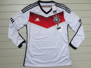 2014 Germany Home White Soccer Long Sleeve Jersey Shirt