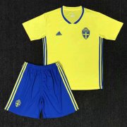 Kids Sweden Home Soccer Kit 2018 World Cup (Shirt+Shorts)