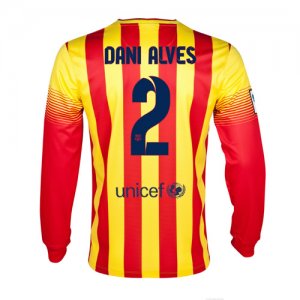 13-14 Barcelona #2 Dani Alves Away Long Sleeve Soccer Jersey Shirt