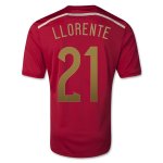 2014 Spain #21 LLORENTE Home Red Jersey Shirt