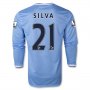 13-14 Manchester City #21 SILVA Home Long Sleeve Jersey Shirt