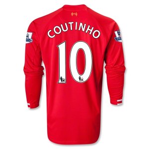 13-14 Liverpool #10 COUTINHO Home Long Sleeve Jersey Shirt