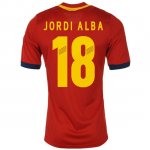 2013 Spain #18 Jordi Alba Red Home Soccer Jersey Shirt