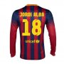 13-14 Barcelona #18 Jordi Alba Home Long Sleeve Soccer Jersey Shirt