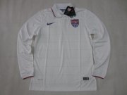 2014 World Cup USA Home Long Sleeve White Soccer Jersey