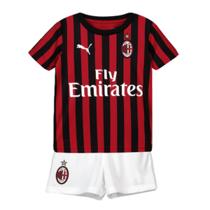 19-20 AC Milan Home Black&Red Children\'s Jerseys Kit(Shirt+Short)