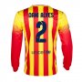 13-14 Barcelona #2 Dani Alves Away Long Sleeve Soccer Jersey Shirt