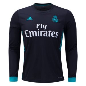 Real Madrid Away Soccer Jersey 2017/18 Black LS