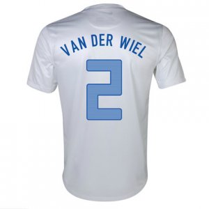 2013 Netherlands #2 Van Der Wiel Away White Jersey Shirt