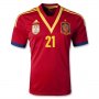 2013 Spain #21 SILVA Red Home Soccer Jersey Shirt
