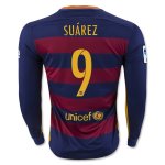 Barcelona LS Home Soccer Jersey 2015-16 SUAREZ #9