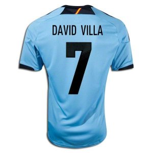 2012 Spain #7 David Villa Blue Away Soccer Jersey Shirt