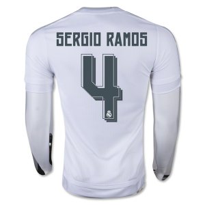 Real Madrid LS Home Soccer Jersey 2015-16 SERGIO RAMOS #4