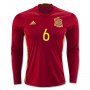 Spain Home Soccer Jersey 2016 A. INIESTA #6 LS