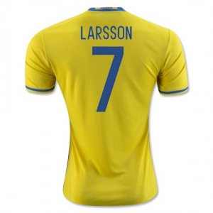 Sweden Home Soccer Jersey 2016 Larsson 7