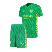 Manchester City Children/Kids Goalkeeper Green Soccer Kit 2023/24