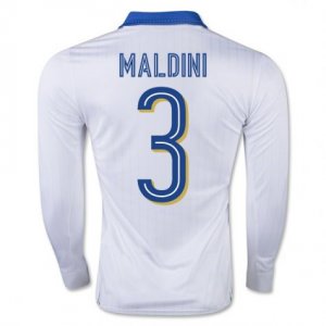 Italy Away Soccer Jersey 2016 3 Paolo Maldini LS