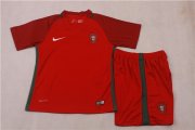 Kids Portugal Home Soccer Jersey 2016 Euro With Shorts
