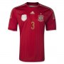 2014 Spain #3 PIQUE Home Red Jersey Shirt