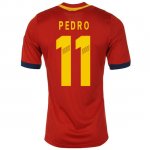 2013 Spain #11 Pedro Red Home Soccer Jersey Shirt