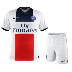 13-14 PSG Away White Soccer Jersey Kit(Shirt+Shorts)