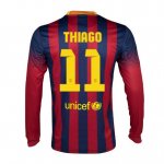 13-14 Barcelona #11 Thiago Home Long Sleeve Soccer Jersey Shirt