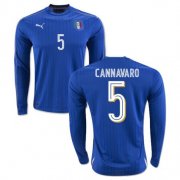 Italy Home Soccer Jersey 2016 5 Cannavaro LS