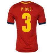 2013 Spain #3 Pique Red Home Soccer Jersey Shirt