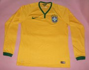 2014 World Cup Brazil Home Long Sleeve Yellow Jersey Shirt