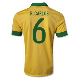 13/14 Brazil #6 R.Carlos Yellow Home Jersey Shirt