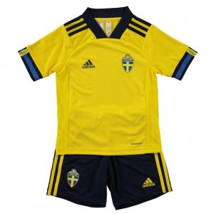 Children Sweden Home Soccer Suits 2020 EURO Shirt and Shorts