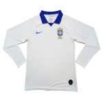 Brazil Away White Long Sleeve Jerseys Shirt 2019