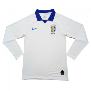 Brazil Away White Long Sleeve Jerseys Shirt 2019