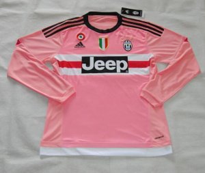 Juventus Away Soccer Jersey 2015-16 Pink LS
