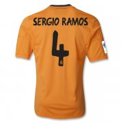 13-14 Real Madrid #4 SERGIO RAMOS Away Orange Soccer Jersey Shirt