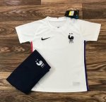 Children France Away Soccer Suits 2020 EURO Shirt and Shorts