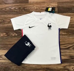 Children France Away Soccer Suits 2020 EURO Shirt and Shorts